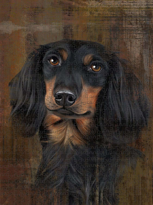Rustic Dachshund Dog Puzzle with Photo Tin PUZL48516