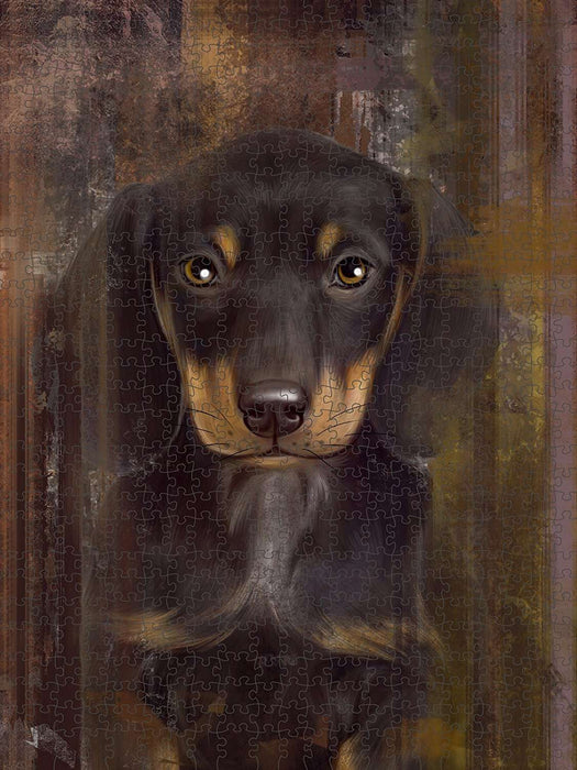 Rustic Dachshund Dog Puzzle with Photo Tin PUZL48519
