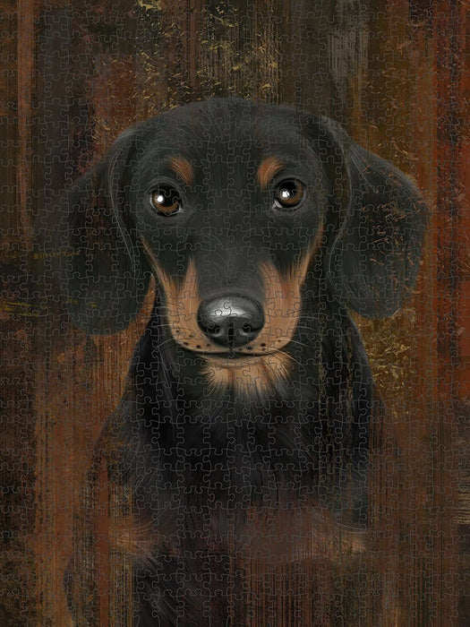 Rustic Dachshund Dog Puzzle with Photo Tin PUZL48522