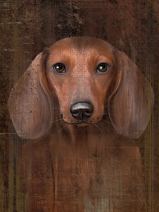 Rustic Dachshund Dog Puzzle with Photo Tin PUZL48525