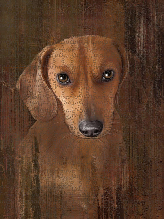Rustic Dachshund Dog Puzzle with Photo Tin PUZL48528