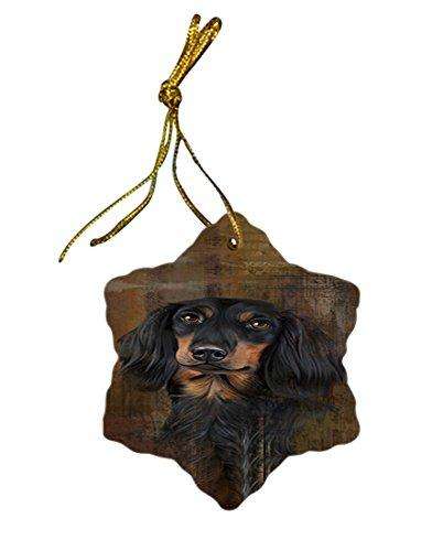 Rustic Dachshund Dog Star Porcelain Ornament SPOR48213