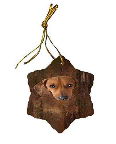 Rustic Dachshund Dog Star Porcelain Ornament SPOR48217