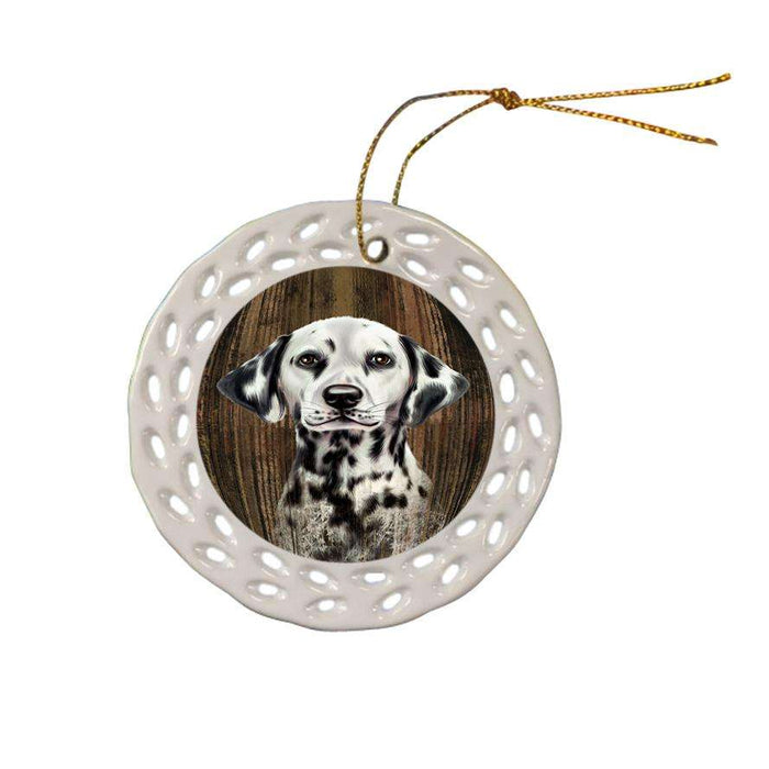 Rustic Dalmatian Dog Ceramic Doily Ornament DPOR50390