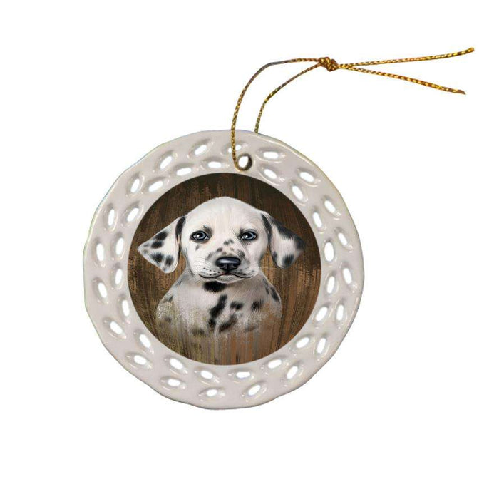 Rustic Dalmatian Dog Ceramic Doily Ornament DPOR50391
