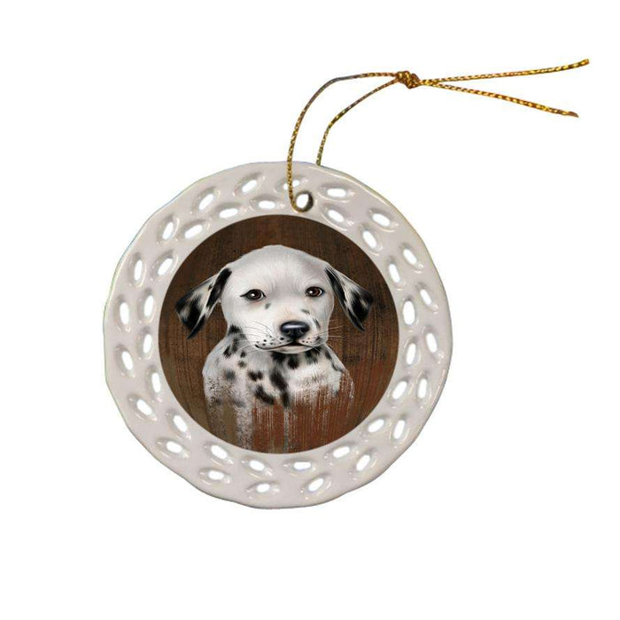 Rustic Dalmatian Dog Ceramic Doily Ornament DPOR50392