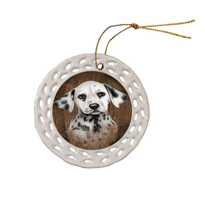 Rustic Dalmatian Dog Ceramic Doily Ornament DPOR50394