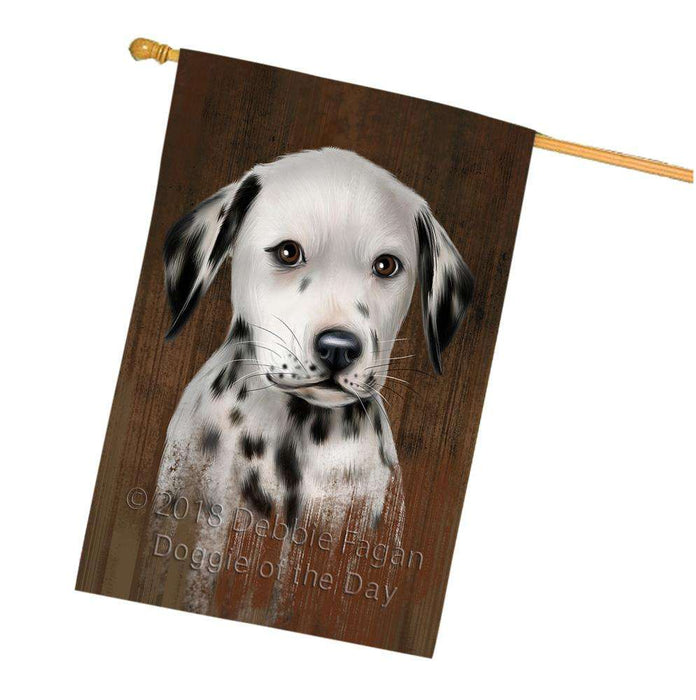 Rustic Dalmatian Dog House Flag FLG50415