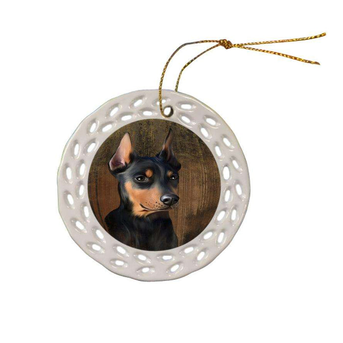 Rustic Doberman Pinscher Dog Ceramic Doily Ornament DPOR50397