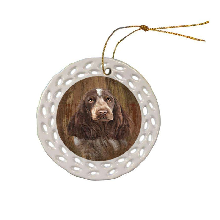Rustic English Cocker Spaniel Dog Ceramic Doily Ornament DPOR50550