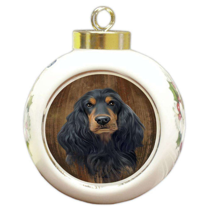 Rustic English Cocker Spaniel Dog Round Ball Christmas Ornament RBPOR50551
