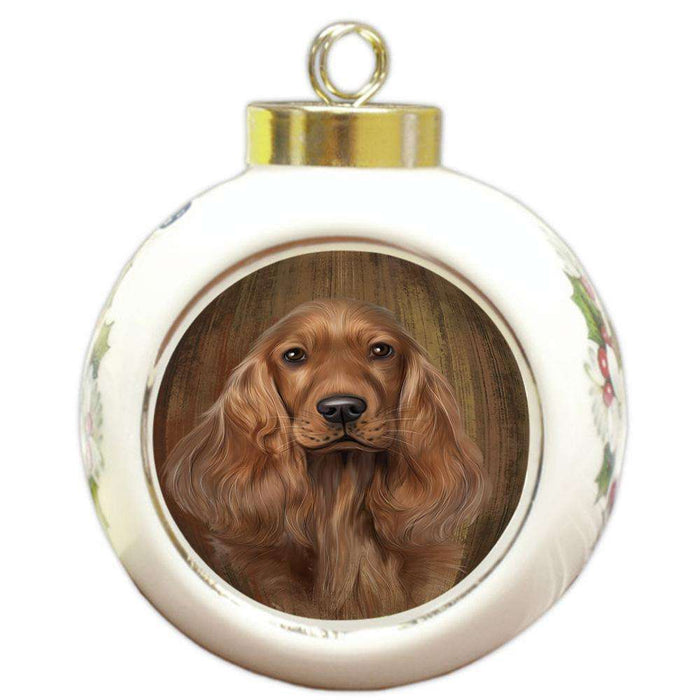 Rustic English Cocker Spaniel Dog Round Ball Christmas Ornament RBPOR50552