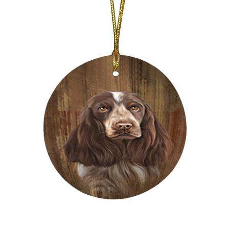 Rustic English Cocker Spaniel Dog Round Flat Christmas Ornament RFPOR50541