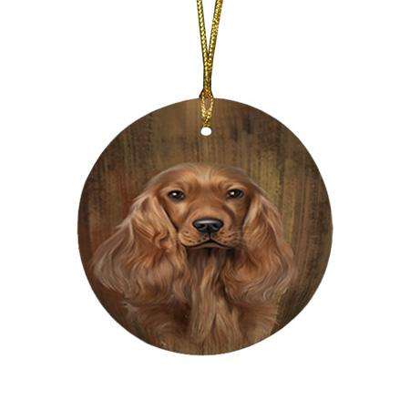 Rustic English Cocker Spaniel Dog Round Flat Christmas Ornament RFPOR50543