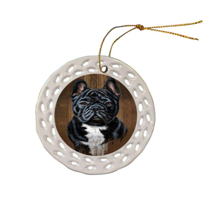 Rustic French Bulldog Ceramic Doily Ornament DPOR50400