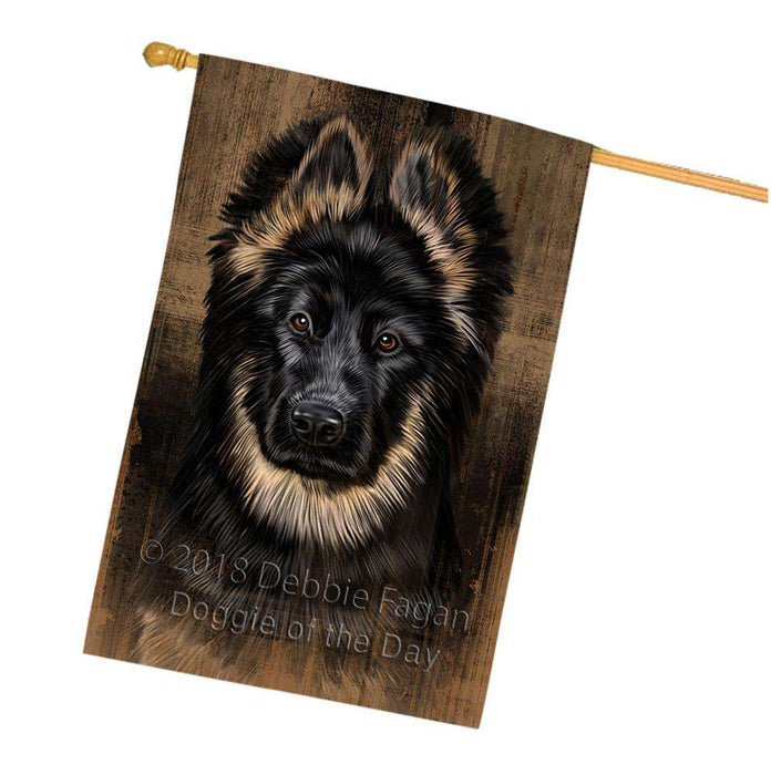 Rustic German Shepherd Dog House Flag FLG50429