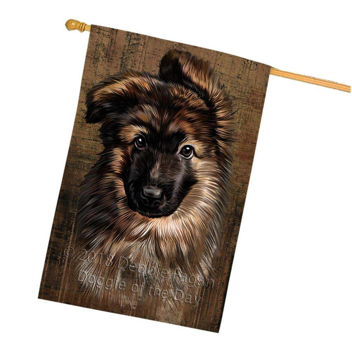 Rustic German Shepherd Dog House Flag FLG50430