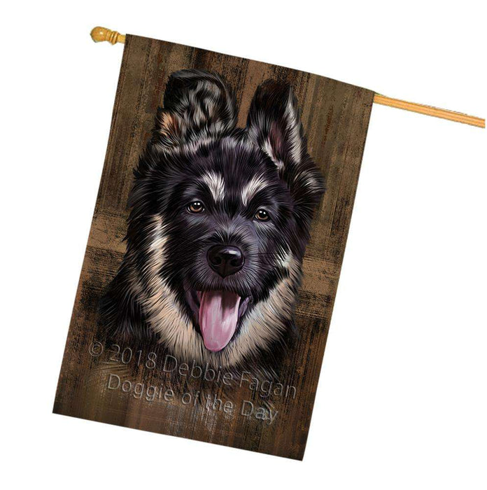Rustic German Shepherd Dog House Flag FLG50433