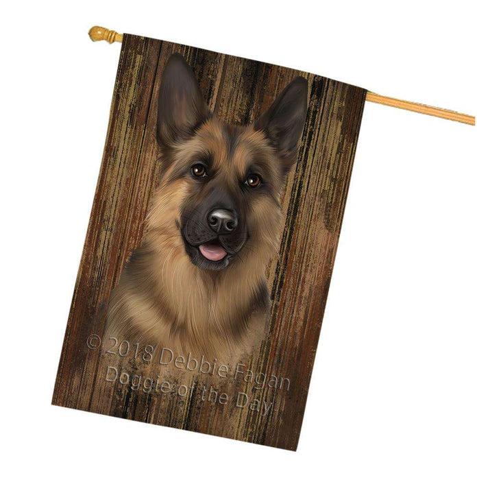 Rustic German Shepherd Dog House Flag FLG50586
