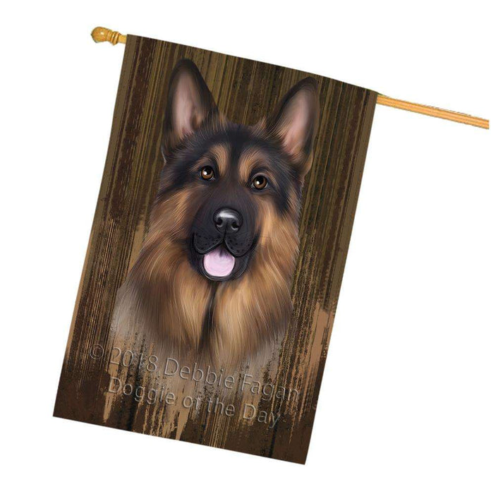 Rustic German Shepherd Dog House Flag FLG50588