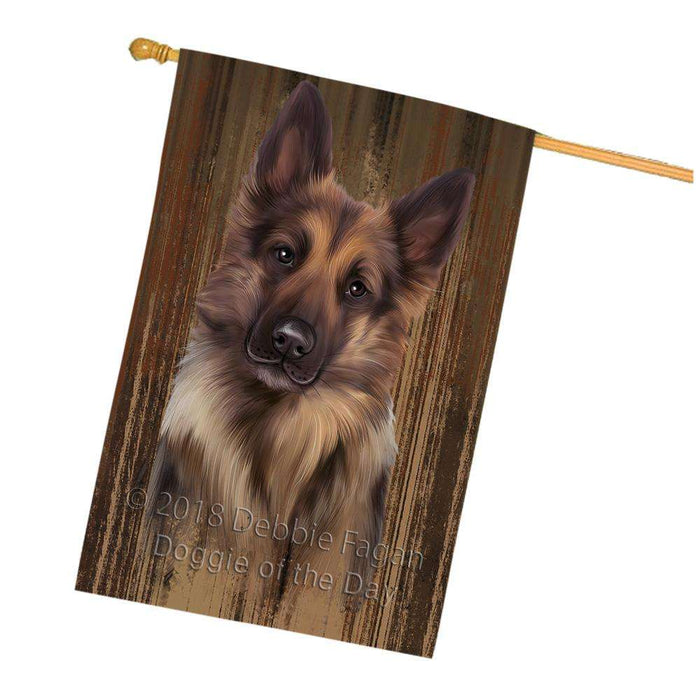 Rustic German Shepherd Dog House Flag FLG50589