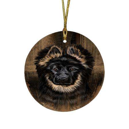 Rustic German Shepherd Dog Round Flat Christmas Ornament RFPOR50397