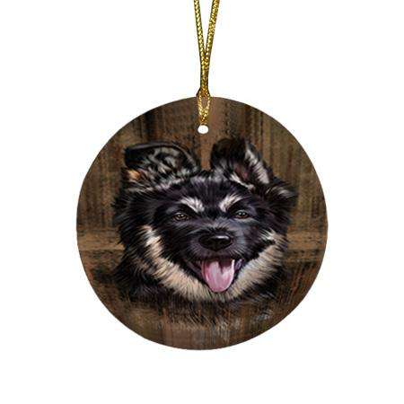 Rustic German Shepherd Dog Round Flat Christmas Ornament RFPOR50400
