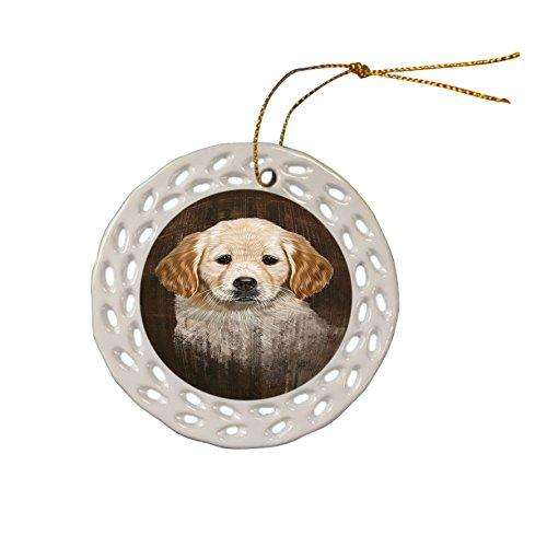 Rustic Golden Retriever Dog Ceramic Doily Ornament DPOR48240
