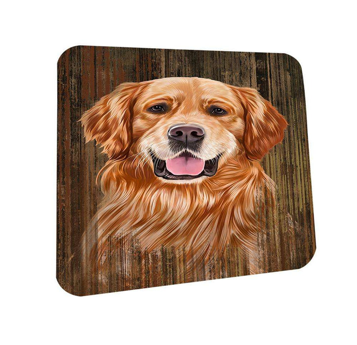 Rustic Golden Retriever Dog Coasters Set of 4 CST50370