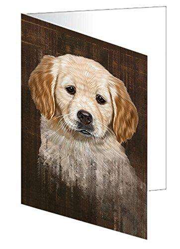 Rustic Golden Retriever Dog Handmade Artwork Assorted Pets Greeting Cards and Note Cards with Envelopes for All Occasions and Holiday Seasons GCD48698