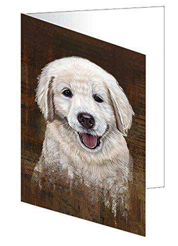 Rustic Golden Retriever Dog Handmade Artwork Assorted Pets Greeting Cards and Note Cards with Envelopes for All Occasions and Holiday Seasons GCD48701