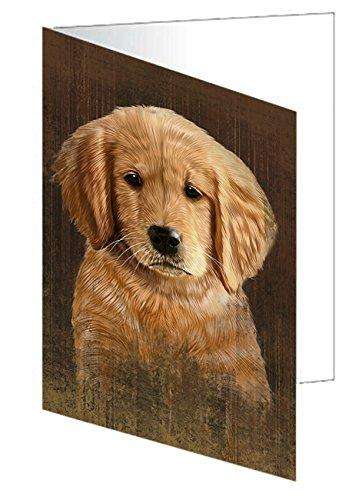 Rustic Golden Retriever Dog Handmade Artwork Assorted Pets Greeting Cards and Note Cards with Envelopes for All Occasions and Holiday Seasons GCD48704