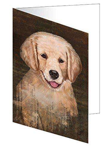 Rustic Golden Retriever Dog Handmade Artwork Assorted Pets Greeting Cards and Note Cards with Envelopes for All Occasions and Holiday Seasons GCD48713