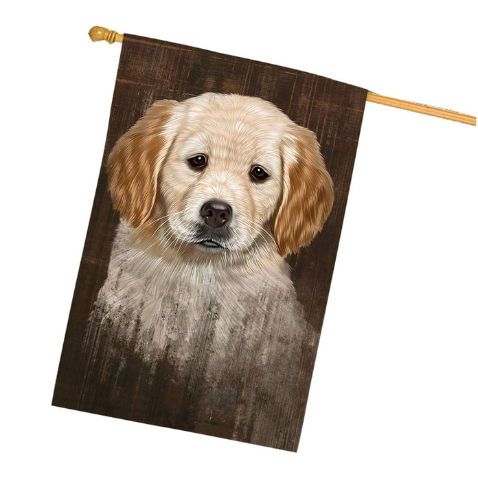 Rustic Golden Retriever Dog House Flag FLG48187