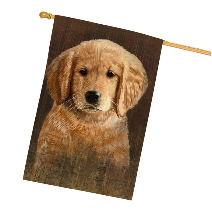 Rustic Golden Retriever Dog House Flag FLG48189
