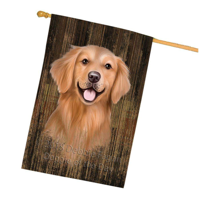 Rustic Golden Retriever Dog House Flag FLG50590