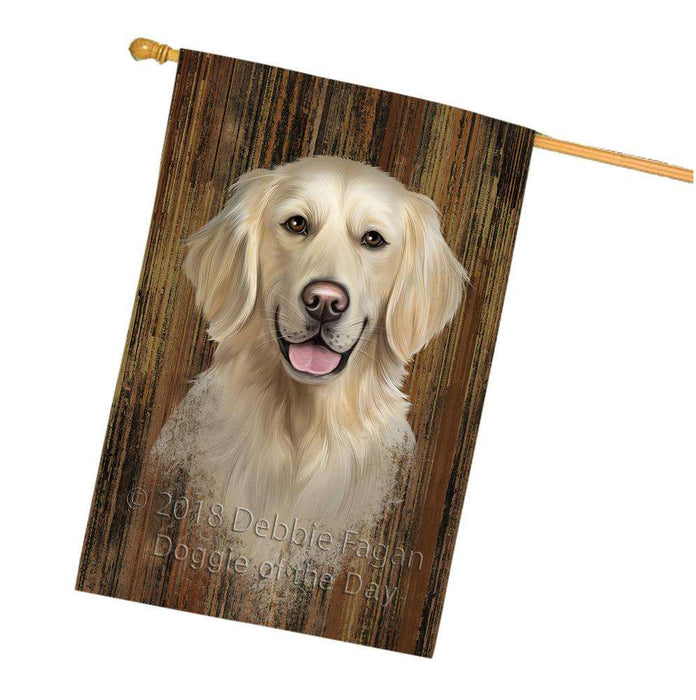 Rustic Golden Retriever Dog House Flag FLG50591
