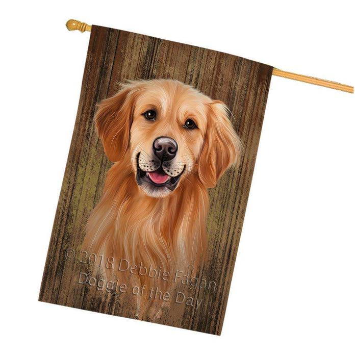 Rustic Golden Retriever Dog House Flag FLG50592