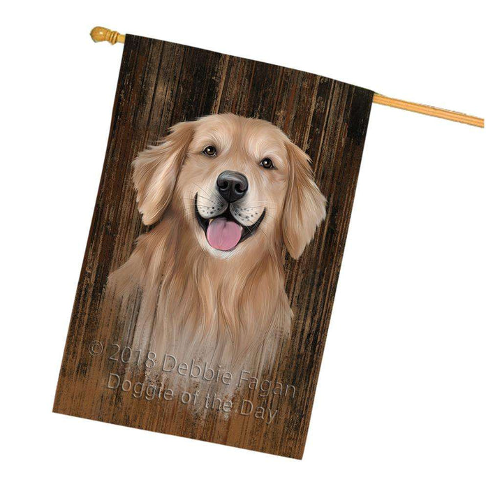 Rustic Golden Retriever Dog House Flag FLG50593