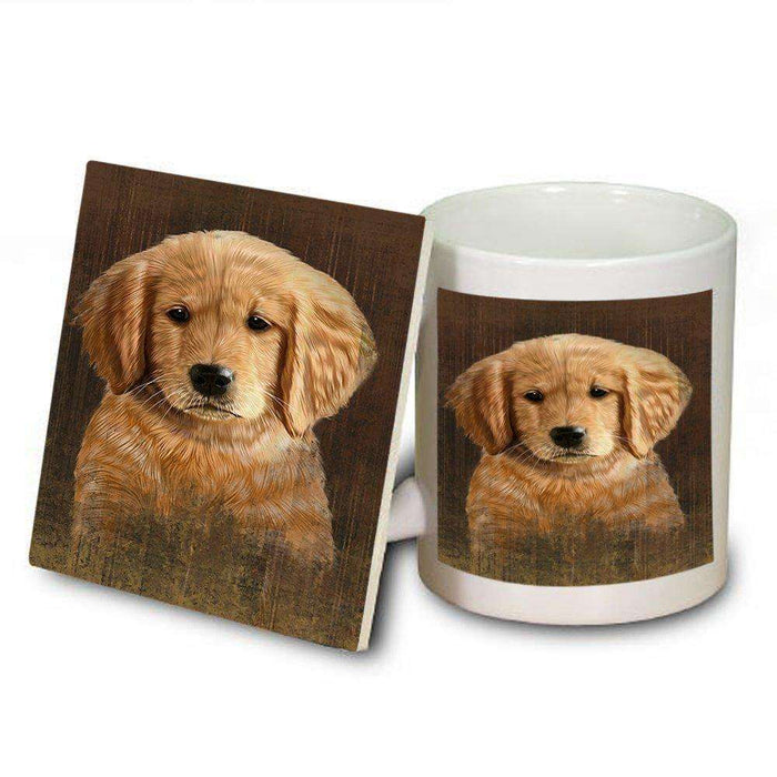 Rustic Golden Retriever Dog Mug and Coaster Set MUC48234