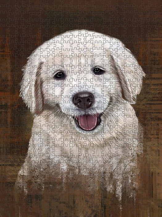 Rustic Golden Retriever Dog Puzzle with Photo Tin PUZL48576