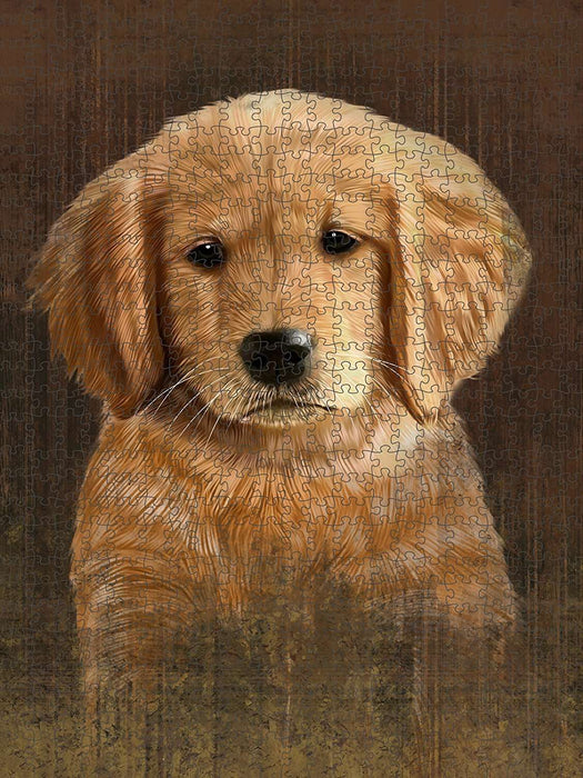 Rustic Golden Retriever Dog Puzzle with Photo Tin PUZL48579