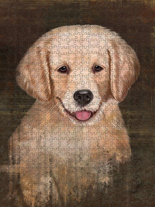 Rustic Golden Retriever Dog Puzzle with Photo Tin PUZL48588
