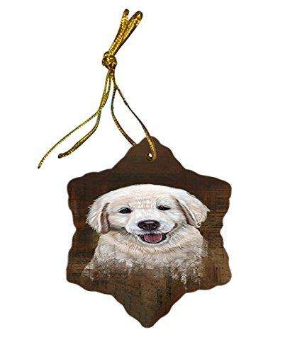 Rustic Golden Retriever Dog Star Porcelain Ornament SPOR48233