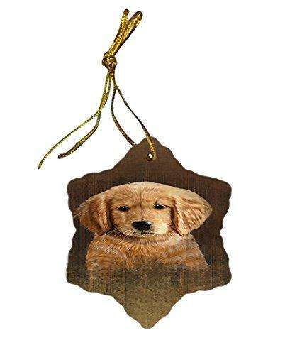 Rustic Golden Retriever Dog Star Porcelain Ornament SPOR48234