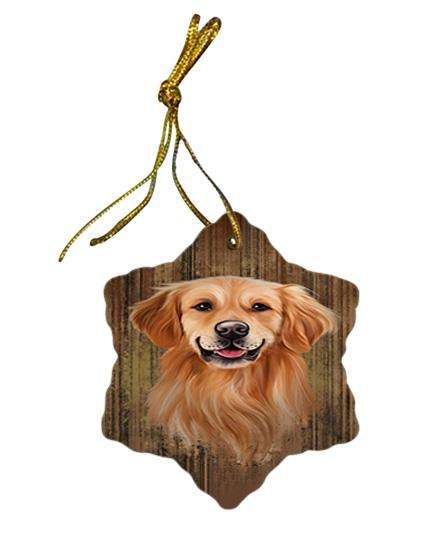 Rustic Golden Retriever Dog Star Porcelain Ornament SPOR50555