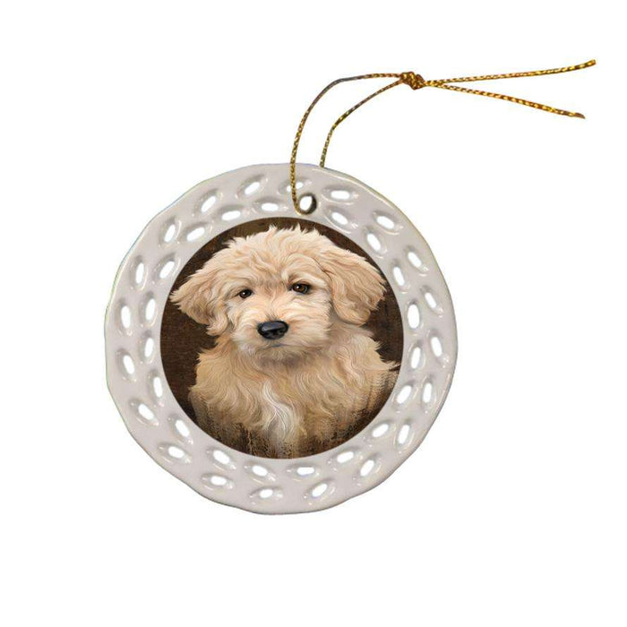 Rustic Goldendoodle Dog Ceramic Doily Ornament DPOR54440