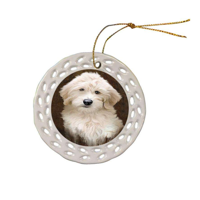 Rustic Goldendoodle Dog Ceramic Doily Ornament DPOR54441
