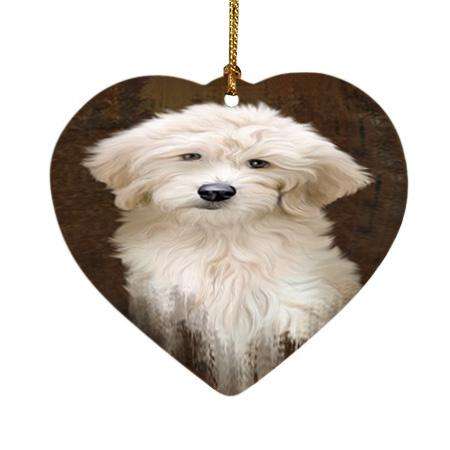 Rustic Goldendoodle Dog Heart Christmas Ornament HPOR54441
