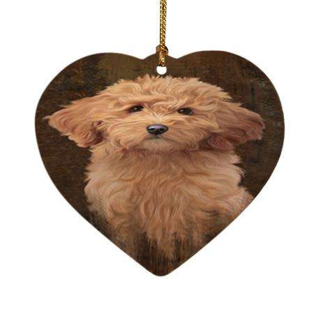 Rustic Goldendoodle Dog Heart Christmas Ornament HPOR54442